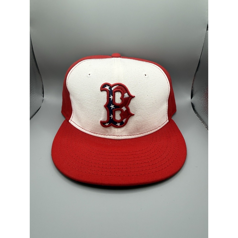 Boston Red Sox New Era 59FIFTY Fitted Hat 7 1/4 Stars Stripes Red White MLB USA